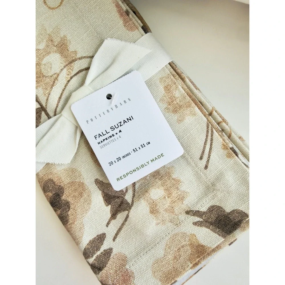 Pottery Barn Fall Suzani Embroidered Table Throw & Napkins, NWT, Retail $197